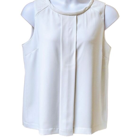 BLACK LABEL BY: CHICO'S Women's Size Lg. Cream Colored Pleated Dressy Blouse. - Picture 2 of 15